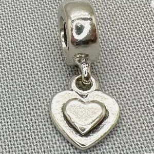 Authentic, Classic Pandora Double Heart Dangily Charm- Sterling Silver